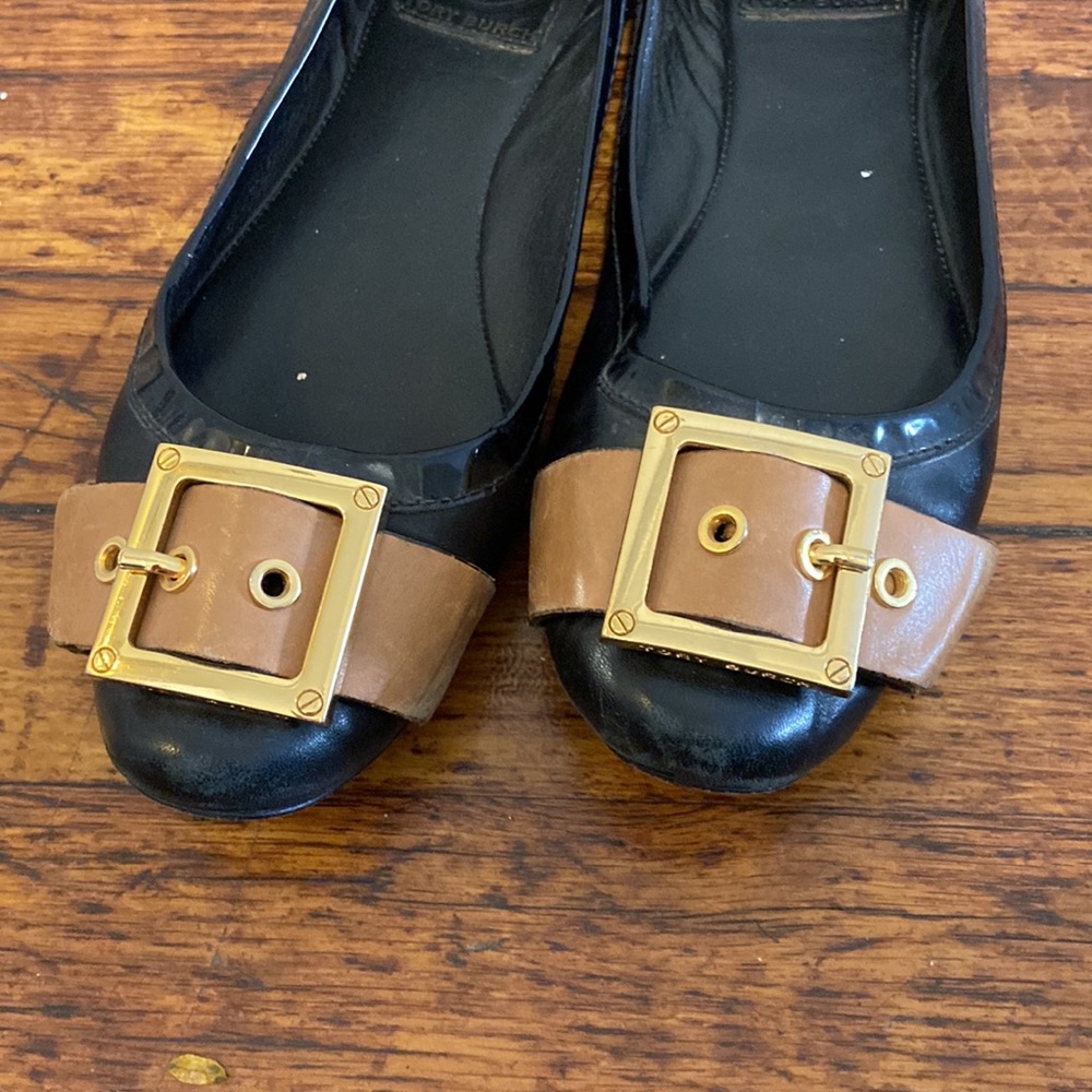 Tory Burch Black Buckle Ballet Flats - Picture 2 of 7
